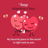 2 hearts hug Valentine's day wish Square (1:1) template