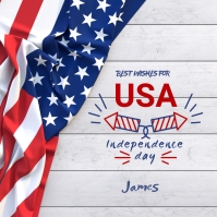 4th of July social media template flag firecr Instagram-Beitrag