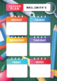 Custom Elementary School Lesson Planner A4 template