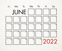 June 2022 Calendar Template Mittelgroßes Rechteck