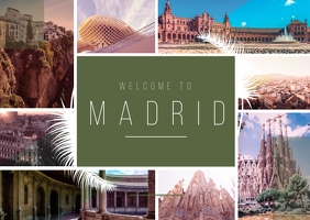 Madrid City Travel Photo Collage Cartolina template