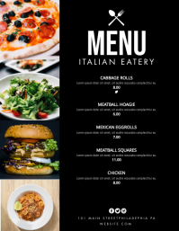 Black Italian Food Menu Design Flyer (US Letter) template
