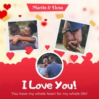 Red Romantic Collage Square Video template