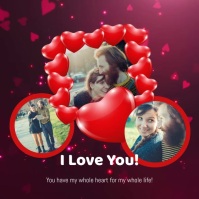 Romantic collage video template Square (1:1)