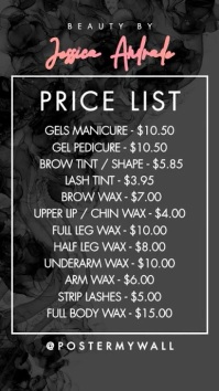 Simple Beauty Price List for Instagram Story template