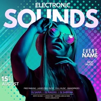 Sounds, DJ, disco party, summer vibes Квадрат (1 : 1) template