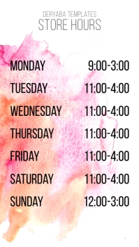 Store Hours of Work Digital Display template