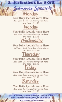 Summer Daily Specials Menu Template Legale USA