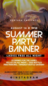 Video Summer Party Instagram Banner Template Digital na Display (9:16)