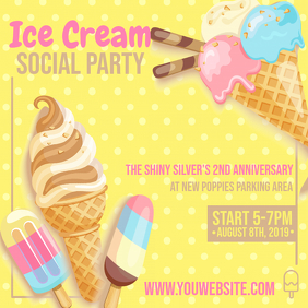 Yellow Polka Dots Ice Cream Social Ad Instagram Post template